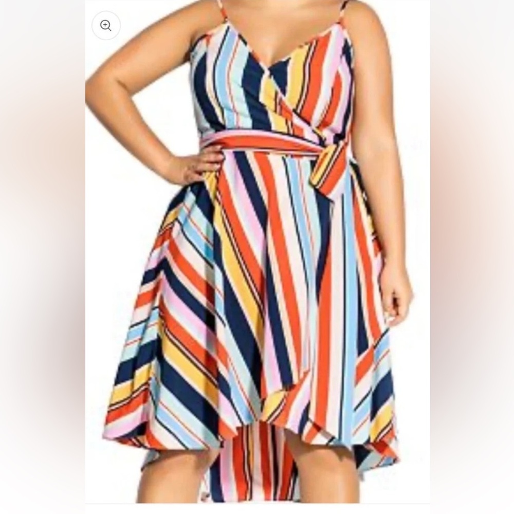NWT City Chic Freedom Stripe Wrap Dress Size 16